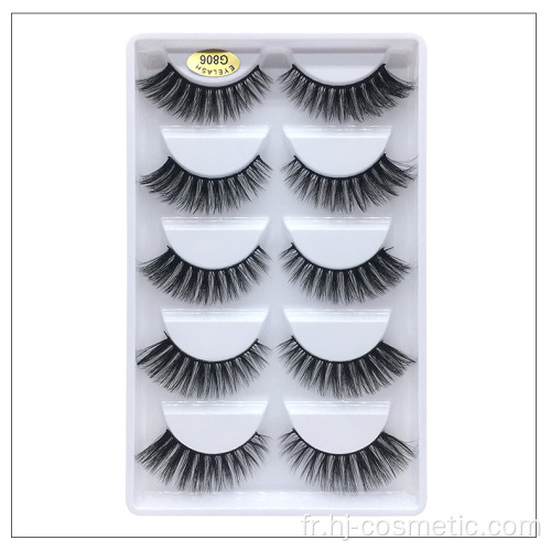 Vegan Eyelashes marque privée maquillage naturel cils de vison 3D 5 paires / boîte